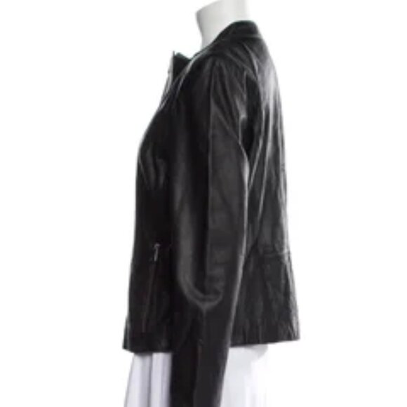 Marc New York by Andrew Marc LEATHER Biker Jacket size Small in Olive Green - Picture 6 of 15